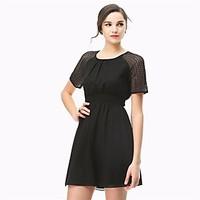 womens going out a line dress solid round neck above knee short sleeve ...