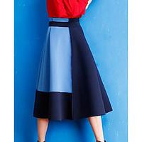 Women\'s A Line Color Block Skirts, Casual/Daily High Rise Midi Zipper Polyester Micro-elastic Fall / Winter