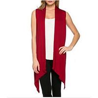 womens casualdaily work simple long cardigan solid halter sleeveless c ...