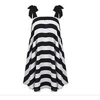 womens casualdaily cute skater dress solid striped boat neck mini slee ...