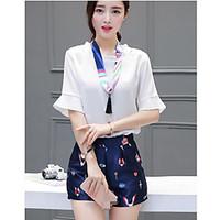 womens going out simple t shirt pant suits solid u neck length sleeve