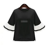 womens going out simple t shirt solid round neck short sleeve cotton