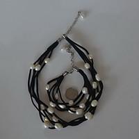 Women\'s Chain Bracelet Necklace Necklace/Bracelet Jewelry Unique Design Euramerican Fashion Genuine Leather Pearl Jewelry 147Wedding