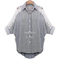 womens plus size sexy spring t shirt striped v neck long sleeve polyes ...