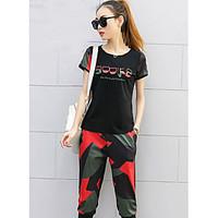 womens casualdaily sports simple active spring t shirt pant suits camo ...