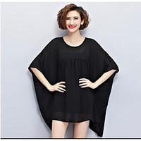 womens going out a line dress solid round neck mini sleeve polyester s ...