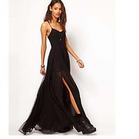 womens party vintage little black dress solid halter maxi sleeveless c ...