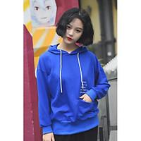 womens casualdaily hoodie solid hooded strenchy cotton long sleeve spr ...