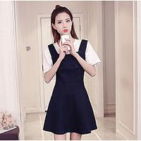 Women\'s Going out Casual/Daily Cute Sheath Dress, Solid Round Neck Above Knee Sleeveless Others Summer Mid Rise Micro-elastic Medium