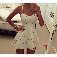 Women\'s Casual/Daily Sheath Dress, Solid Strap Mini Sleeveless Cotton Summer High Rise Micro-elastic Medium