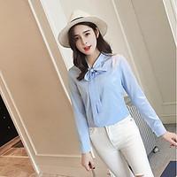 womens casualdaily simple shirt solid round neck long sleeve silk