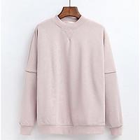 womens going out simple t shirt solid round neck long sleeve cotton