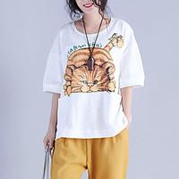 womens casualdaily simple t shirt solid animal print round neck short  ...