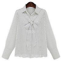 Women\'s Going out Simple Spring Shirt, Geometric Shirt Collar Long Sleeve Polyester Medium