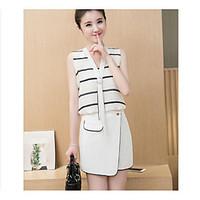 womens casualdaily cute summer blouse skirt suits solid deep v sleevel ...