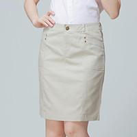 Women\'s Brown/Beige/Gray Skirts , Work/Plus Sizes Above Knee