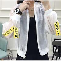 womens going out cute summer jacket solid stand long sleeve regular co ...