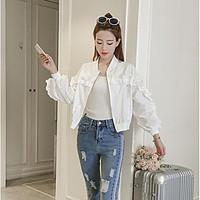 womens going out cute spring summer jacket solid stand long sleeve sho ...