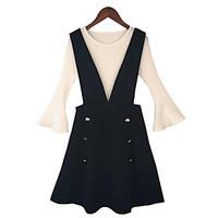 womens casualdaily vintage spring fall sweater dress suits solid round ...