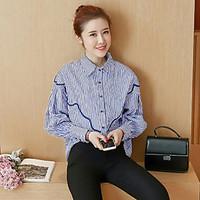 womens birthday graduation daily casual cute shirt striped shirt colla ...