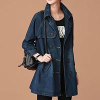 womens going out sophisticated winter coat solid notch lapel long slee ...