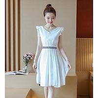 womens going out simple loose dress solid round neck mini sleeveless c ...