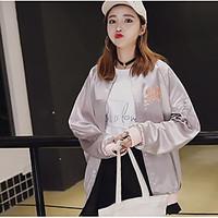 womens going out cute spring jacket letter stand long sleeve regular c ...