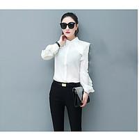 womens going out casualdaily simple blouse solid stand long sleeve pol ...