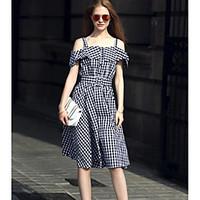 womens going out casualdaily party simple cute sheath dress check stra ...