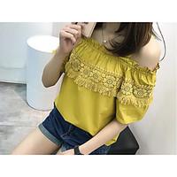 womens going out party sexy cute blouse solid print boat neck short sl ...