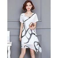 womens going out simple street chic loose dress animal print round nec ...