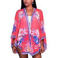 Women\'s Beach Boho Floral Print Summer Sun-proof Clothing Lycras Blouse Shirt