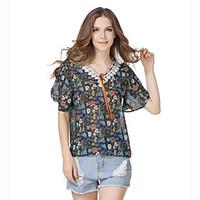 womens casualdaily street chic summer blouse print v neck short sleeve ...