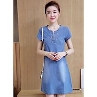 womens casualdaily sheath dress solid v neck above knee short sleeve r ...