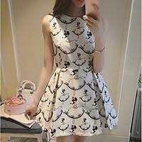 womens casualdaily simple a line dress print round neck above knee sle ...