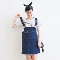 womens casualdaily denim dress solid strap above knee sleeveless other ...