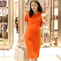 womens casualdaily beach holiday loose dress solid round neck knee len ...
