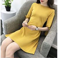 womens going out beach vintage sheath dress solid round neck above kne ...