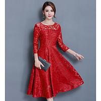 womens going out party cute sophisticated a line dress print round nec ...