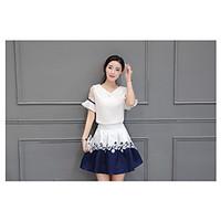 womens going out simple spring t shirt dress suits solid round neck sh ...