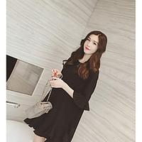 womens going out casualdaily sexy vintage loose dress solid round neck ...