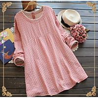 womens casualdaily simple loose dress solid geometric round neck above ...
