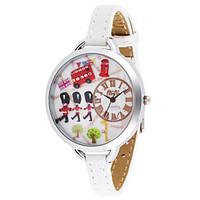 Women\'s Fashion Watch Quartz Leather Band White Red