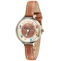 Women\'s Fashion Watch Quartz Leather Band Brown Green