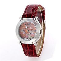 Women\'s Fashion Watch Quartz Pedometer Leather Band Charm Red