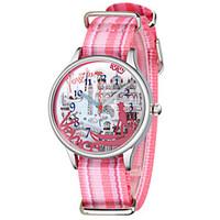 womens fashion watch quartz fabric band blue red pink