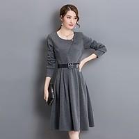 womens going out party simple a line sheath dress solid round neck kne ...