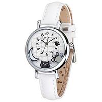 womens fashion watch quartz leather band black white pink