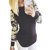womens casualdaily simple spring t shirt camouflage round neck long sl ...