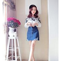 womens going out sexy spring blouse skirt suits print off shoulder lon ...